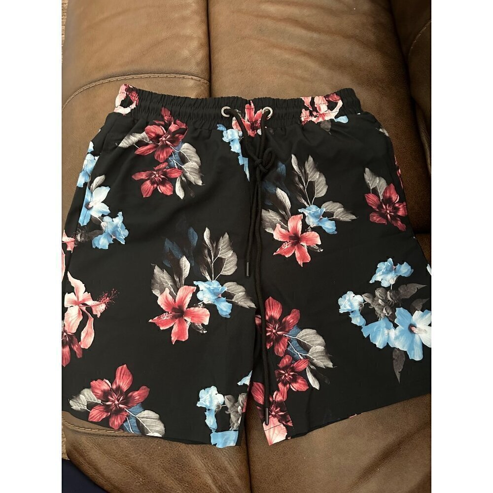 GINGTTO Mens Swim Trunks Compression 7 Inch Inseam Quick Dry Board Shorts SMALL - Picture 2 of 2